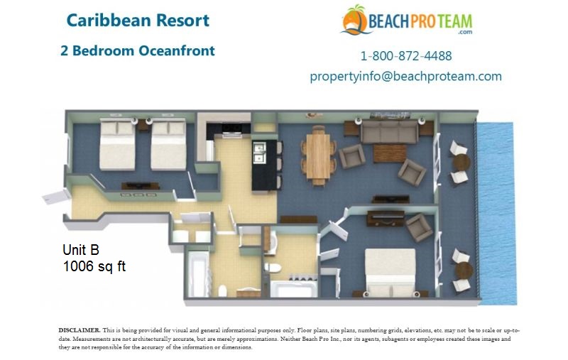Caribbean II Floor Plan B - 2 Bedroom Oceanfront